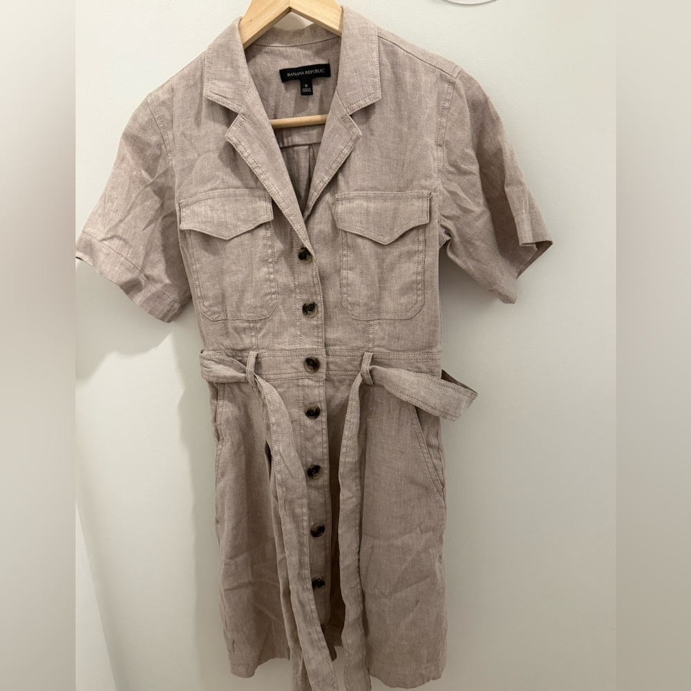 Banana Republic Utility Dress Linen Safari Button Shirt